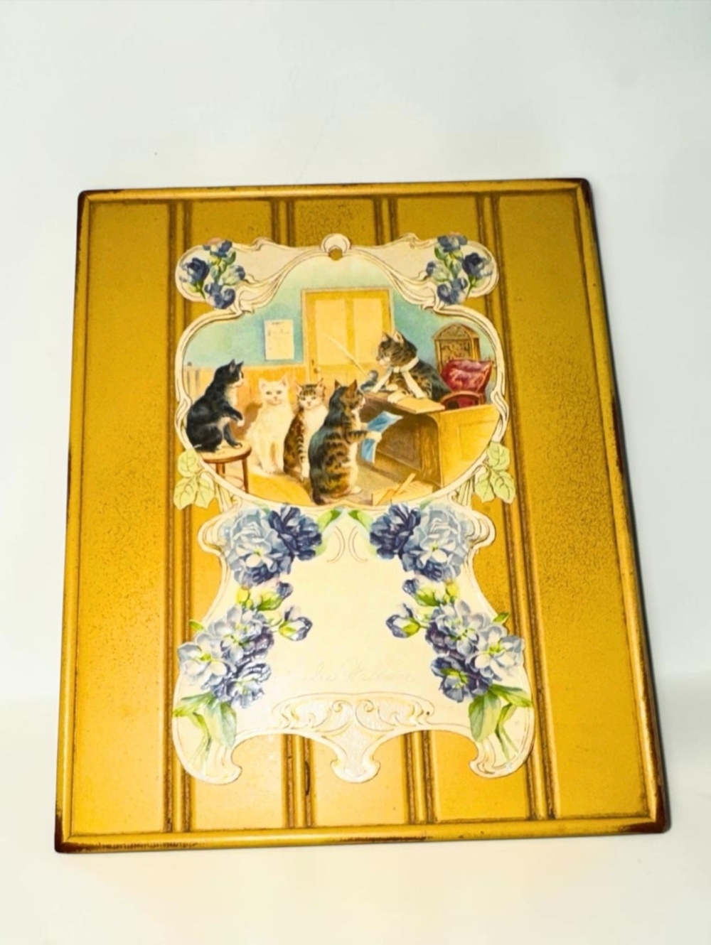 Danielson Designs Charlie Wallace Cat Courtroom Wall Art 8x10 Blue Floral
